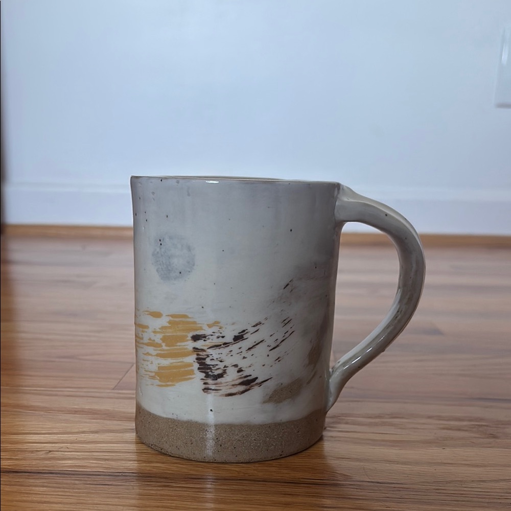18 oz Handcrafted Ceramic Big Mug - Cream and Brown